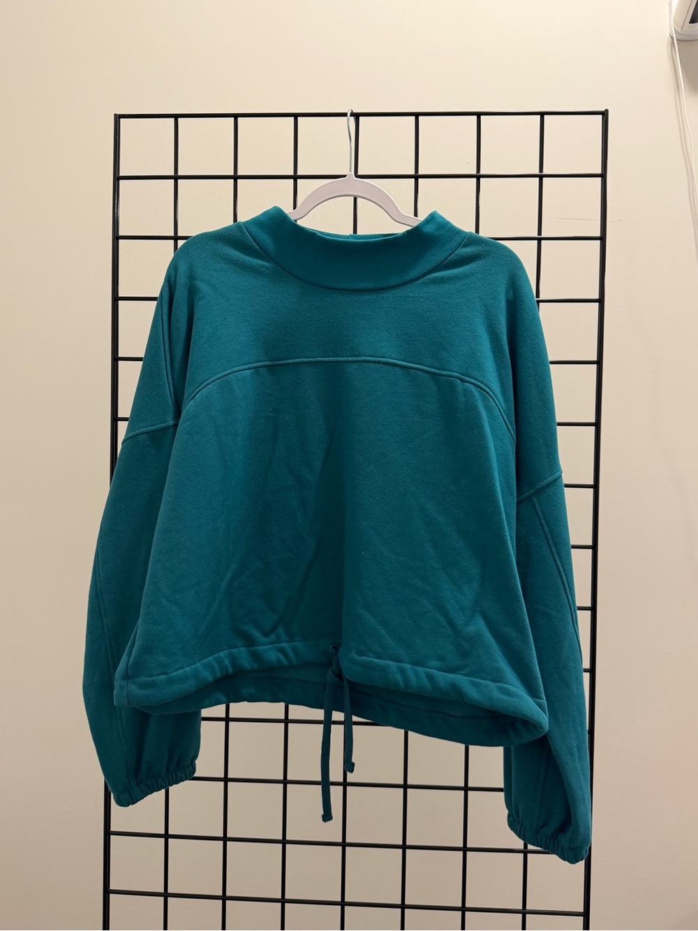 Columbia Teal Mock Neck Drawstring Pullover